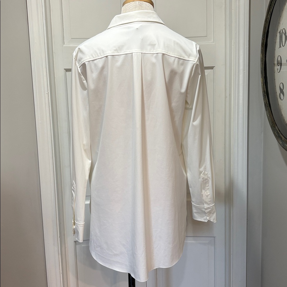 Lysse New York Schiffer sz L white tailored tunic length button down shirt - Picture 8 of 12